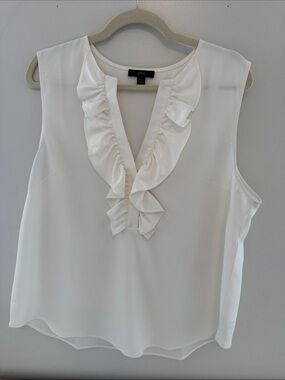 J. crew Cream Ruffled V-Neck Sleeveless Camisole